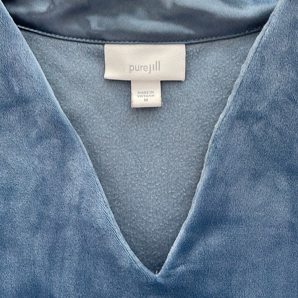 J Jill Pure Jill V-Neck Velour Pullover Tunic Top Size Medium - Picture 4 of 6